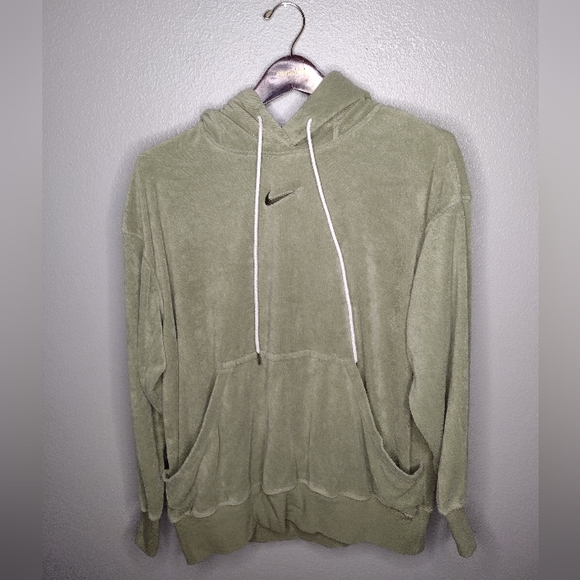 Nike Women's Oversized Pullover Terry Fleece Hoodie Sweatshirt Small Swoosh B1 - Picture 1 of 4